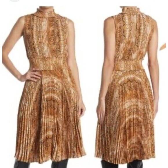Nanette Lepore 10 Snakeskin Print Pleated Midi Dress Women’s - Picture 1 of 10